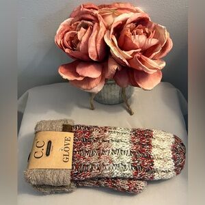 NWT C.C Women Thick Faux Fur - Sherpa Fleece Lined Warm Winter Mittens.